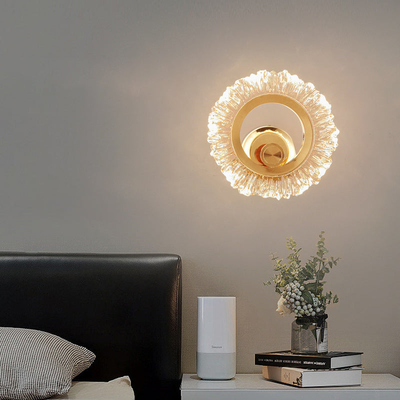 Modern Minimalist Round Petal Shape Iron Acrylic LED Wall Sconce Lamp For Bedroom