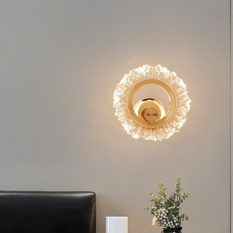 Modern Minimalist Round Petal Shape Iron Acrylic LED Wall Sconce Lamp For Bedroom