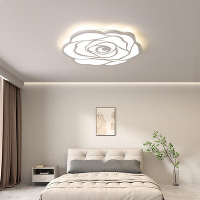 Modern Minimalist Rose Iron Acrylic LED Flush Mount Ceiling Light For Bedroom