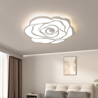 Modern Minimalist Rose Iron Acrylic LED Flush Mount Ceiling Light For Bedroom