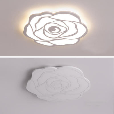 Modern Minimalist Rose Iron Acrylic LED Flush Mount Ceiling Light For Bedroom