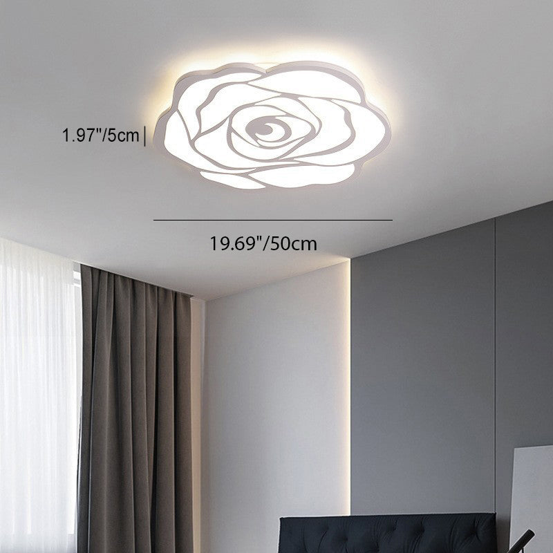 Modern Minimalist Rose Iron Acrylic LED Flush Mount Ceiling Light For Bedroom