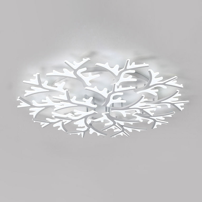 Modern Minimalist Branch Tree Shape Hardware PMMA Shade LED Flush Mount Ceiling Light For Living Room