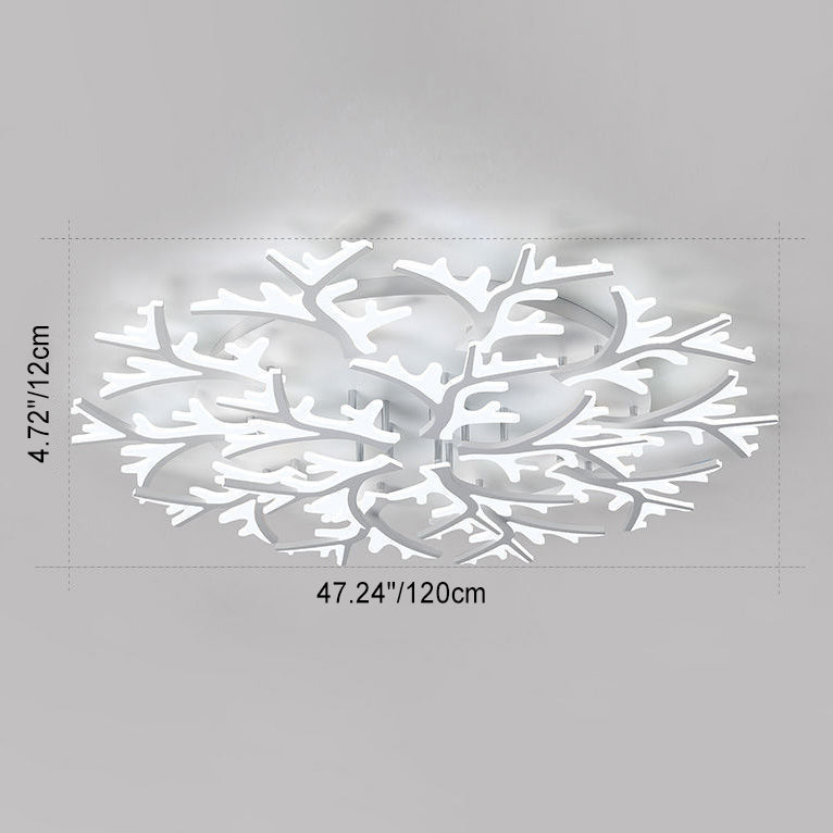 Modern Minimalist Branch Tree Shape Hardware PMMA Shade LED Flush Mount Ceiling Light For Living Room