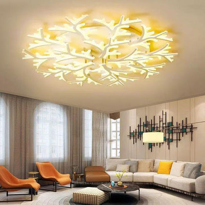 Modern Minimalist Branch Tree Shape Hardware PMMA Shade LED Flush Mount Ceiling Light For Living Room