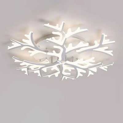 Modern Minimalist Branch Tree Shape Hardware PMMA Shade LED Flush Mount Ceiling Light For Living Room