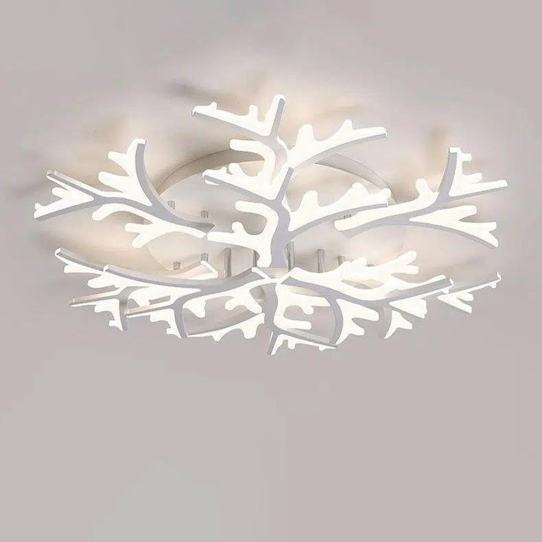 Modern Minimalist Branch Tree Shape Hardware PMMA Shade LED Flush Mount Ceiling Light For Living Room