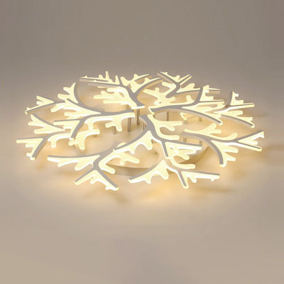 Modern Minimalist Branch Tree Shape Hardware PMMA Shade LED Flush Mount Ceiling Light For Living Room