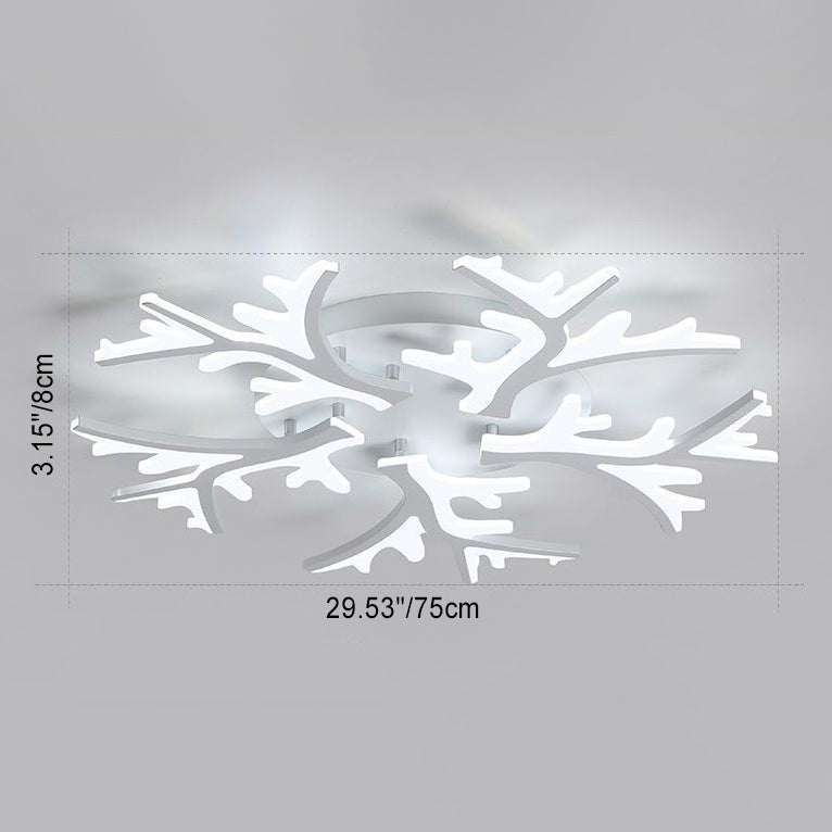 Modern Minimalist Branch Tree Shape Hardware PMMA Shade LED Flush Mount Ceiling Light For Living Room