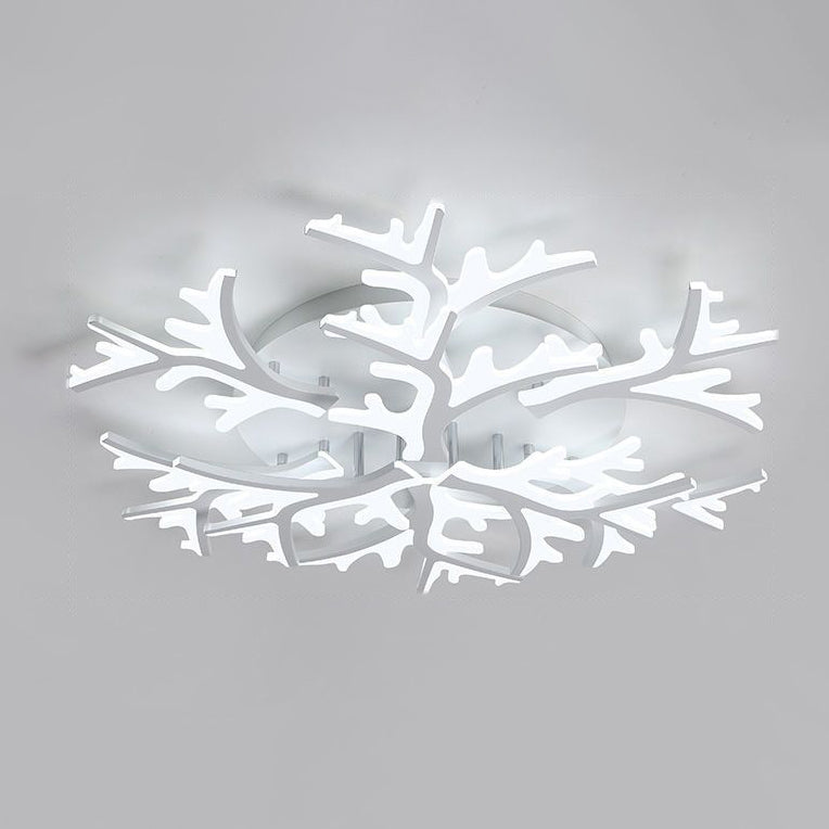 Modern Minimalist Branch Tree Shape Hardware PMMA Shade LED Flush Mount Ceiling Light For Living Room