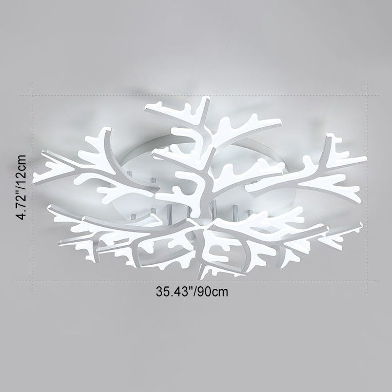 Modern Minimalist Branch Tree Shape Hardware PMMA Shade LED Flush Mount Ceiling Light For Living Room