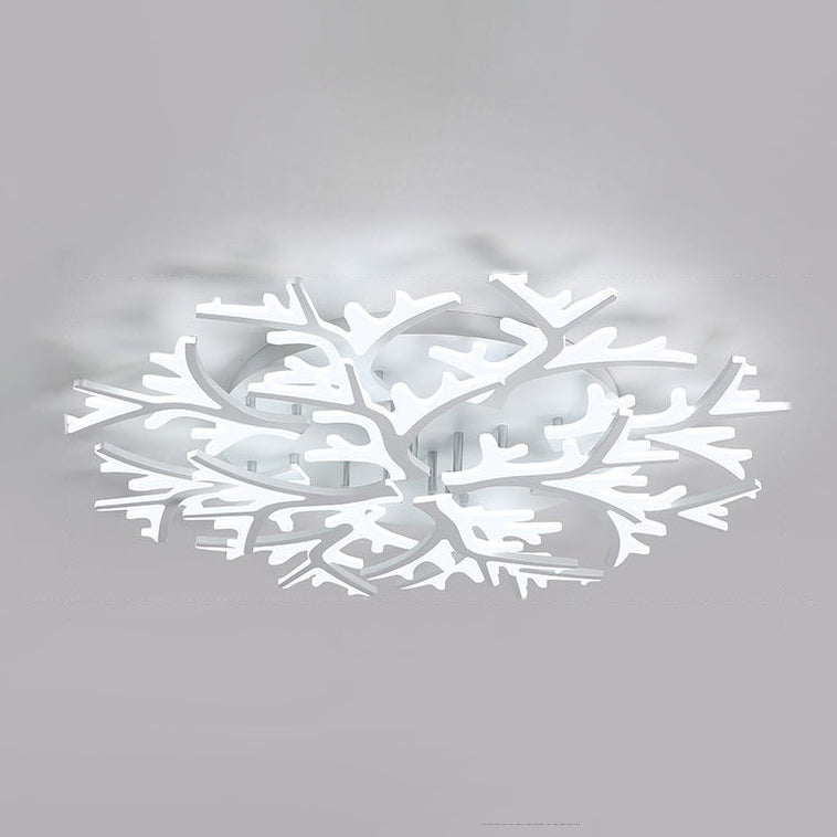 Modern Minimalist Branch Tree Shape Hardware PMMA Shade LED Flush Mount Ceiling Light For Living Room