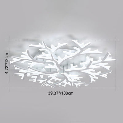 Modern Minimalist Branch Tree Shape Hardware PMMA Shade LED Flush Mount Ceiling Light For Living Room