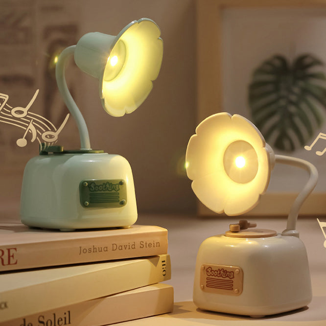 Contemporary Creative Flower Gramophone Shape PC LED Table Lamp For Living Room