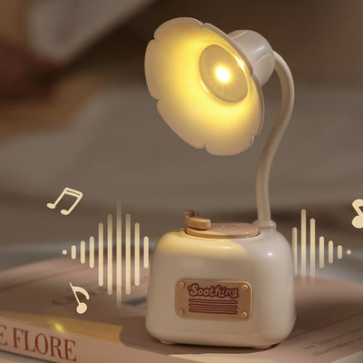 Contemporary Creative Flower Gramophone Shape PC LED Table Lamp For Living Room