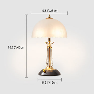 Modern Minimalist Half Circle Lace Dome Acrylic Iron Base Glass Shade 1-Light Table Lamp For Living Room