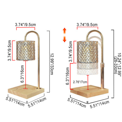 Contemporary Creative Square Wooden Base Cylinder Glass Shade Iron 1-Light Aromatherapy Melting Wax Table Lamp for Bedroom