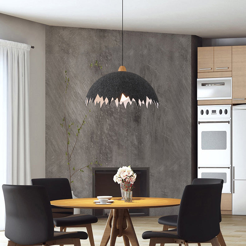 Contemporary Creative Dome Eggshell Shape Felt Shade Iron 1-Light Pendant Light For Living Room