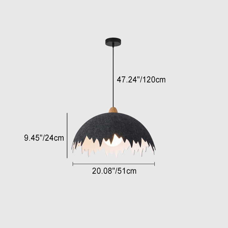 Contemporary Creative Dome Eggshell Shape Felt Shade Iron 1-Light Pendant Light For Living Room