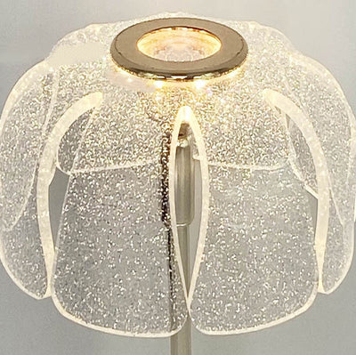 Contemporary Nordic Round Petal Hardware Base Acrylic Shade LED Table Lamp For Living Room