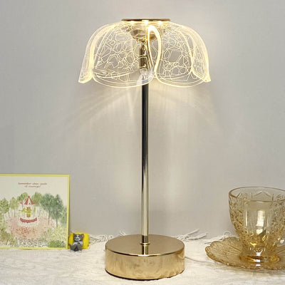 Contemporary Nordic Round Petal Hardware Base Acrylic Shade LED Table Lamp For Living Room