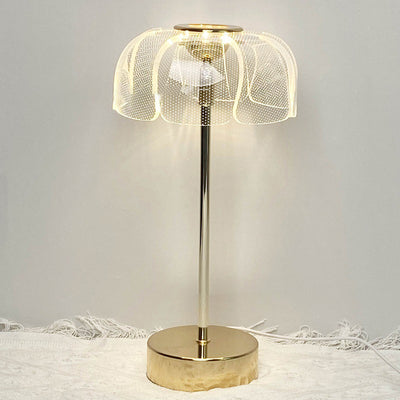 Contemporary Nordic Round Petal Hardware Base Acrylic Shade LED Table Lamp For Living Room