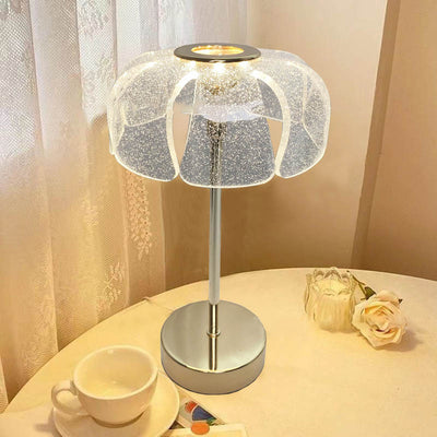 Contemporary Nordic Round Petal Hardware Base Acrylic Shade LED Table Lamp For Living Room