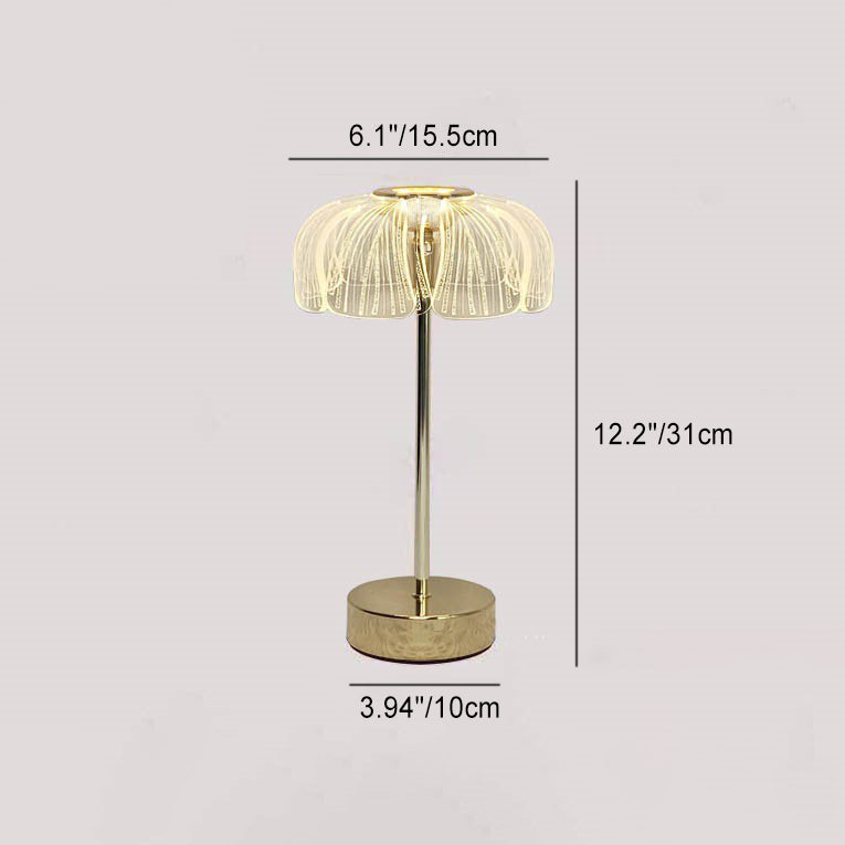 Contemporary Nordic Round Petal Hardware Base Acrylic Shade LED Table Lamp For Living Room