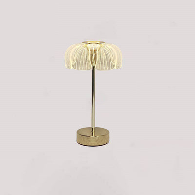 Contemporary Nordic Round Petal Hardware Base Acrylic Shade LED Table Lamp For Living Room