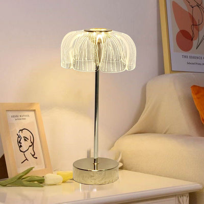 Contemporary Nordic Round Petal Hardware Base Acrylic Shade LED Table Lamp For Living Room