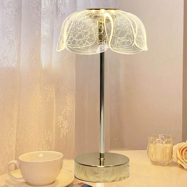 Contemporary Nordic Round Petal Hardware Base Acrylic Shade LED Table Lamp For Living Room