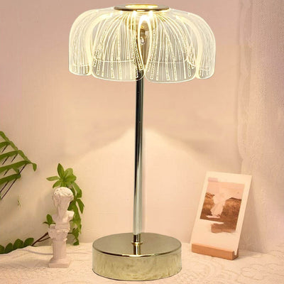 Contemporary Nordic Round Petal Hardware Base Acrylic Shade LED Table Lamp For Living Room