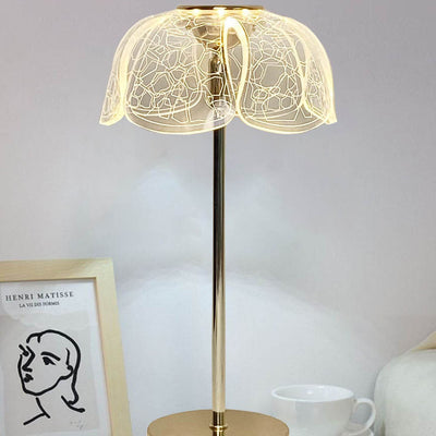 Contemporary Nordic Round Petal Hardware Base Acrylic Shade LED Table Lamp For Living Room