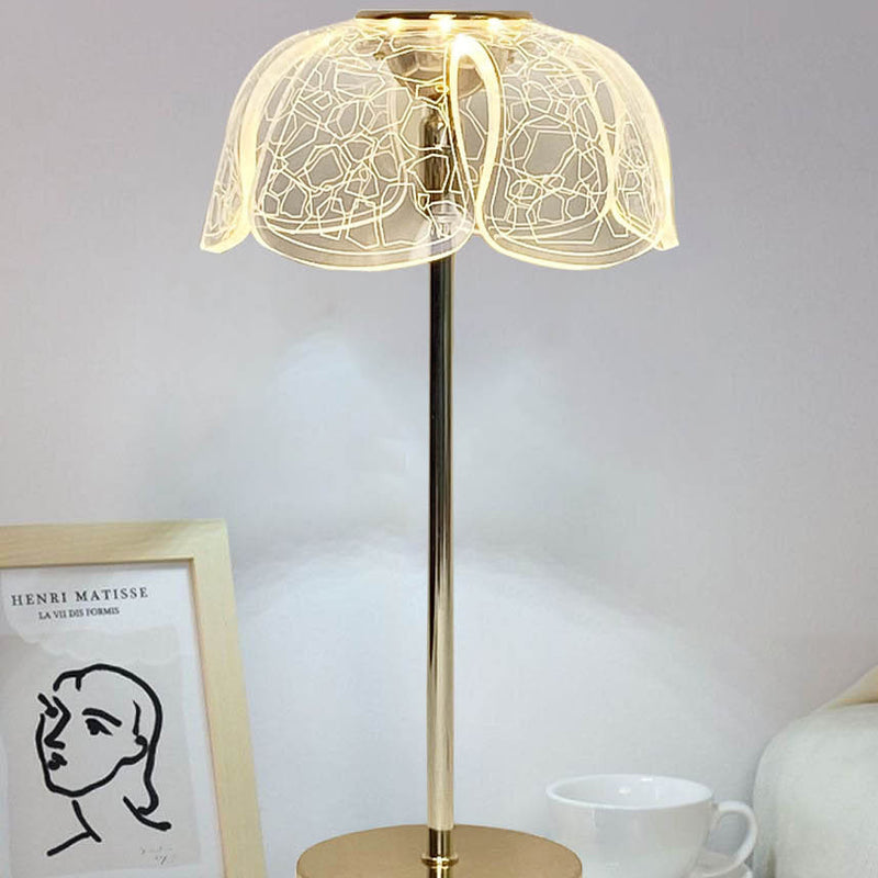 Contemporary Nordic Round Petal Hardware Base Acrylic Shade LED Table Lamp For Living Room