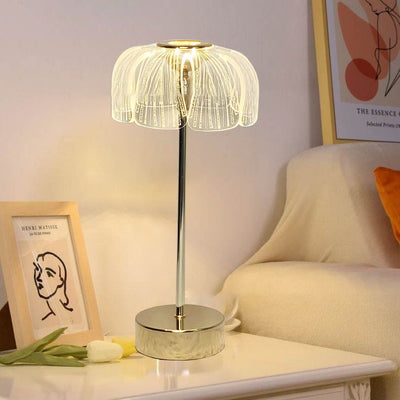 Contemporary Nordic Round Petal Hardware Base Acrylic Shade LED Table Lamp For Living Room