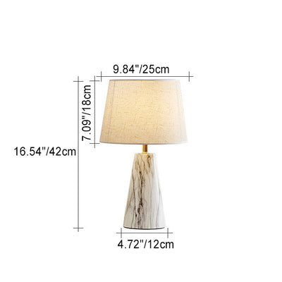 Modern Minimalist Cone Iron Base Round Fabric Shade 1-Light Table Lamp For Living Room