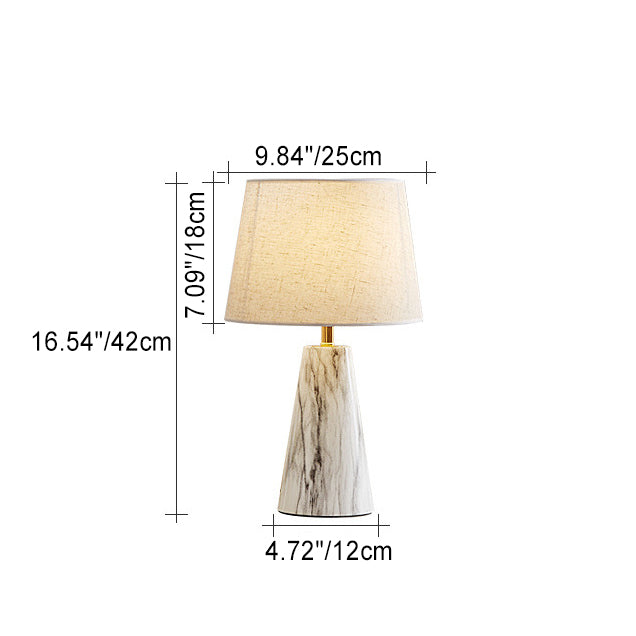 Modern Minimalist Cone Iron Base Round Fabric Shade 1-Light Table Lamp For Living Room