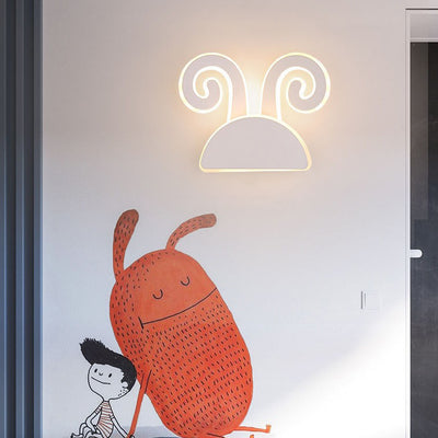 Contemporary Creative Half Round Antlers Bunny Ears Iron PVC LED Wall Sconce Lamp For Bedroom