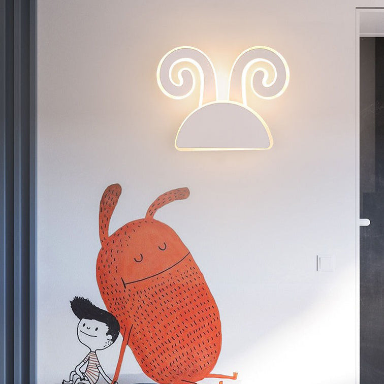 Contemporary Creative Half Round Antlers Bunny Ears Iron PVC LED Wall Sconce Lamp For Bedroom