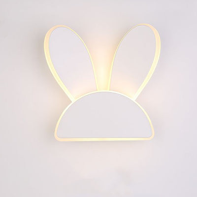 Contemporary Creative Half Round Antlers Bunny Ears Iron PVC LED Wall Sconce Lamp For Bedroom