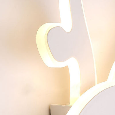 Contemporary Creative Half Round Antlers Bunny Ears Iron PVC LED Wall Sconce Lamp For Bedroom