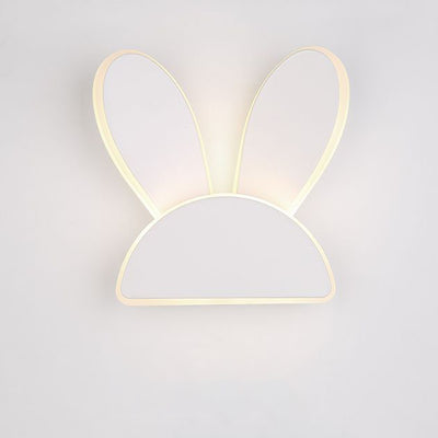 Contemporary Creative Half Round Antlers Bunny Ears Iron PVC LED Wall Sconce Lamp For Bedroom