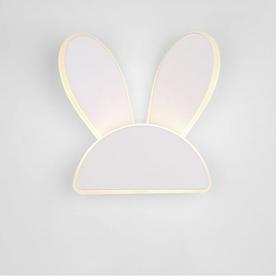 Contemporary Creative Half Round Antlers Bunny Ears Iron PVC LED Wall Sconce Lamp For Bedroom