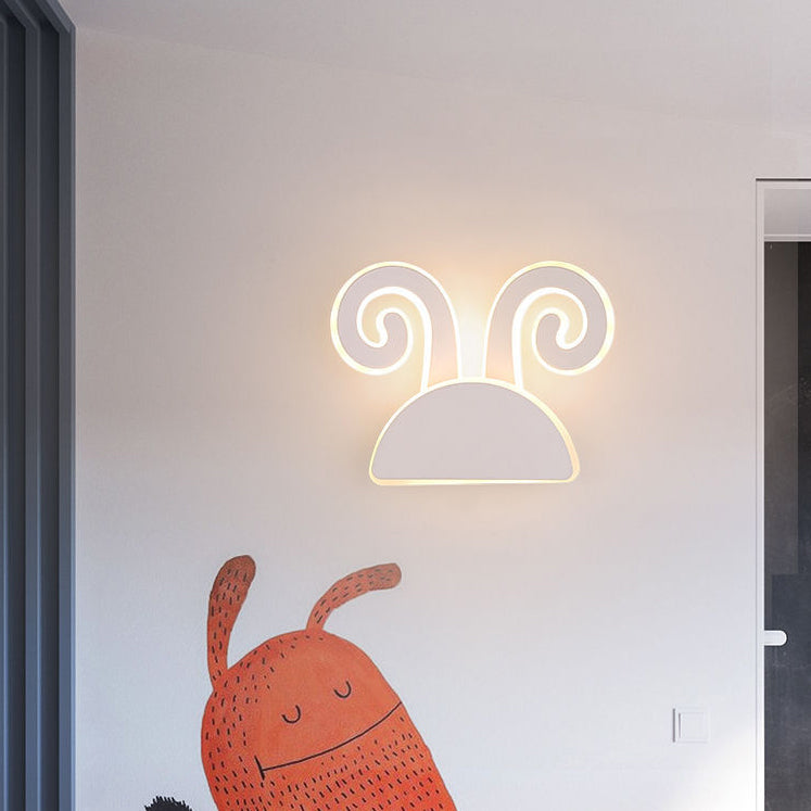 Contemporary Creative Half Round Antlers Bunny Ears Iron PVC LED Wall Sconce Lamp For Bedroom