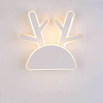 Contemporary Creative Half Round Antlers Bunny Ears Iron PVC LED Wall Sconce Lamp For Bedroom