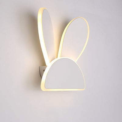 Contemporary Creative Half Round Antlers Bunny Ears Iron PVC LED Wall Sconce Lamp For Bedroom