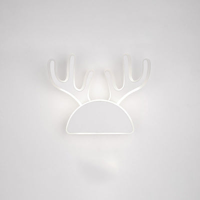 Contemporary Creative Half Round Antlers Bunny Ears Iron PVC LED Wall Sconce Lamp For Bedroom