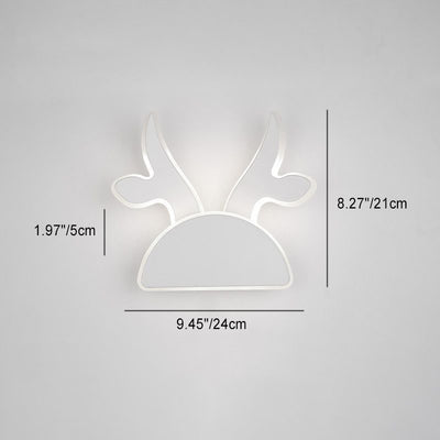 Contemporary Creative Half Round Antlers Bunny Ears Iron PVC LED Wall Sconce Lamp For Bedroom