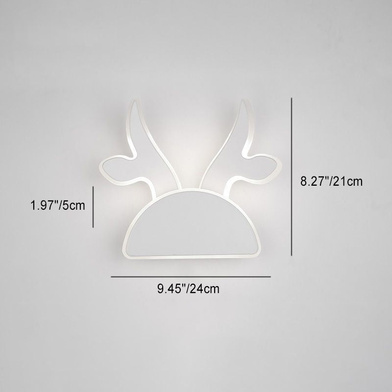 Contemporary Creative Half Round Antlers Bunny Ears Iron PVC LED Wall Sconce Lamp For Bedroom