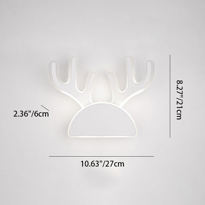 Contemporary Creative Half Round Antlers Bunny Ears Iron PVC LED Wall Sconce Lamp For Bedroom